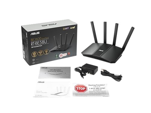 ASUS RT-BE58U WiFi 7 BE3600 AiMesh Extendable Router, 4K-QAM, MLO, AI Detection 2.5G Port, Four 1G Ports, Commercial-Grade Network Security, Parental Control, IoT Network, Kid’s Network, VPN Network