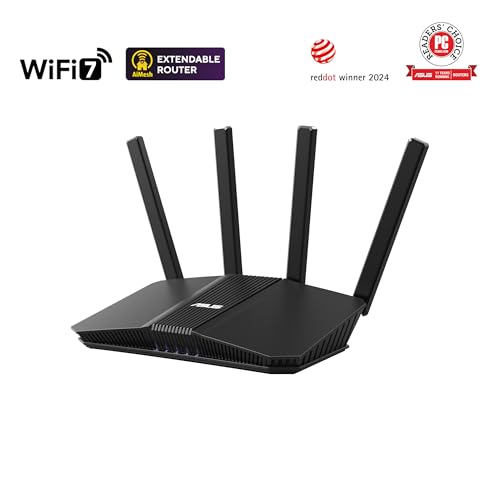 ASUS RT-BE58U WiFi 7 BE3600 AiMesh Extendable Router, 4K-QAM, MLO, AI Detection 2.5G Port, Four 1G Ports, Commercial-Grade Network Security, Parental Control, IoT Network, Kid’s Network, VPN Network