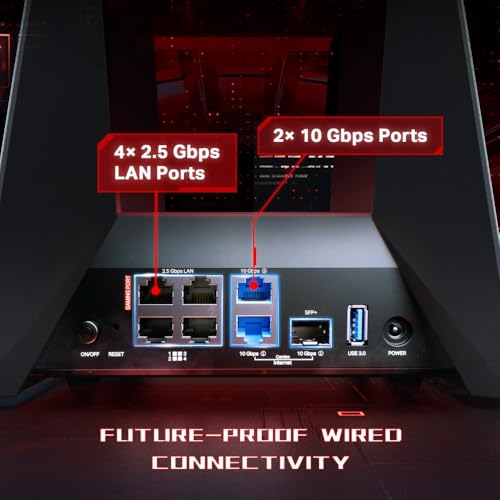 TP-Link Tri-Band BE19000 Wi-Fi 7 Gaming Router Archer GE800 | 12-Stream 19 Gbps | 2ร10G + 4ร2.5G Ports, USB 3.0 | Turbo Acceleration, Dedicated Gaming Port & Panel, RGB Lighting | EasyMesh, HomeShield