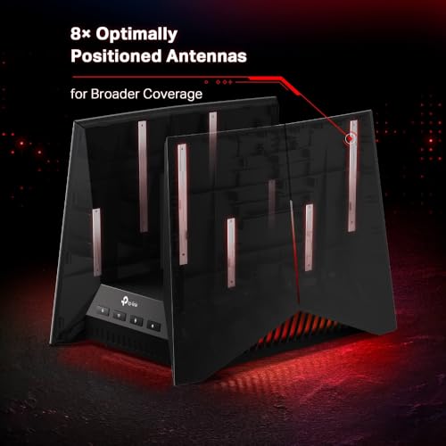 TP-Link Tri-Band BE19000 Wi-Fi 7 Gaming Router Archer GE800 | 12-Stream 19 Gbps | 2ร10G + 4ร2.5G Ports, USB 3.0 | Turbo Acceleration, Dedicated Gaming Port & Panel, RGB Lighting | EasyMesh, HomeShield
