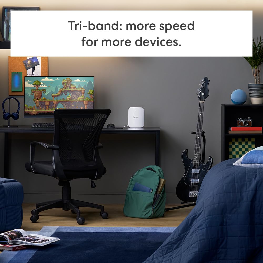 Amazon eero Pro 7 tri-band mesh Wi-Fi 7 router (newest model) - Supports internet plans up to 5 Gbps, Coverage up to 2,000 sq. ft., 1-pack
