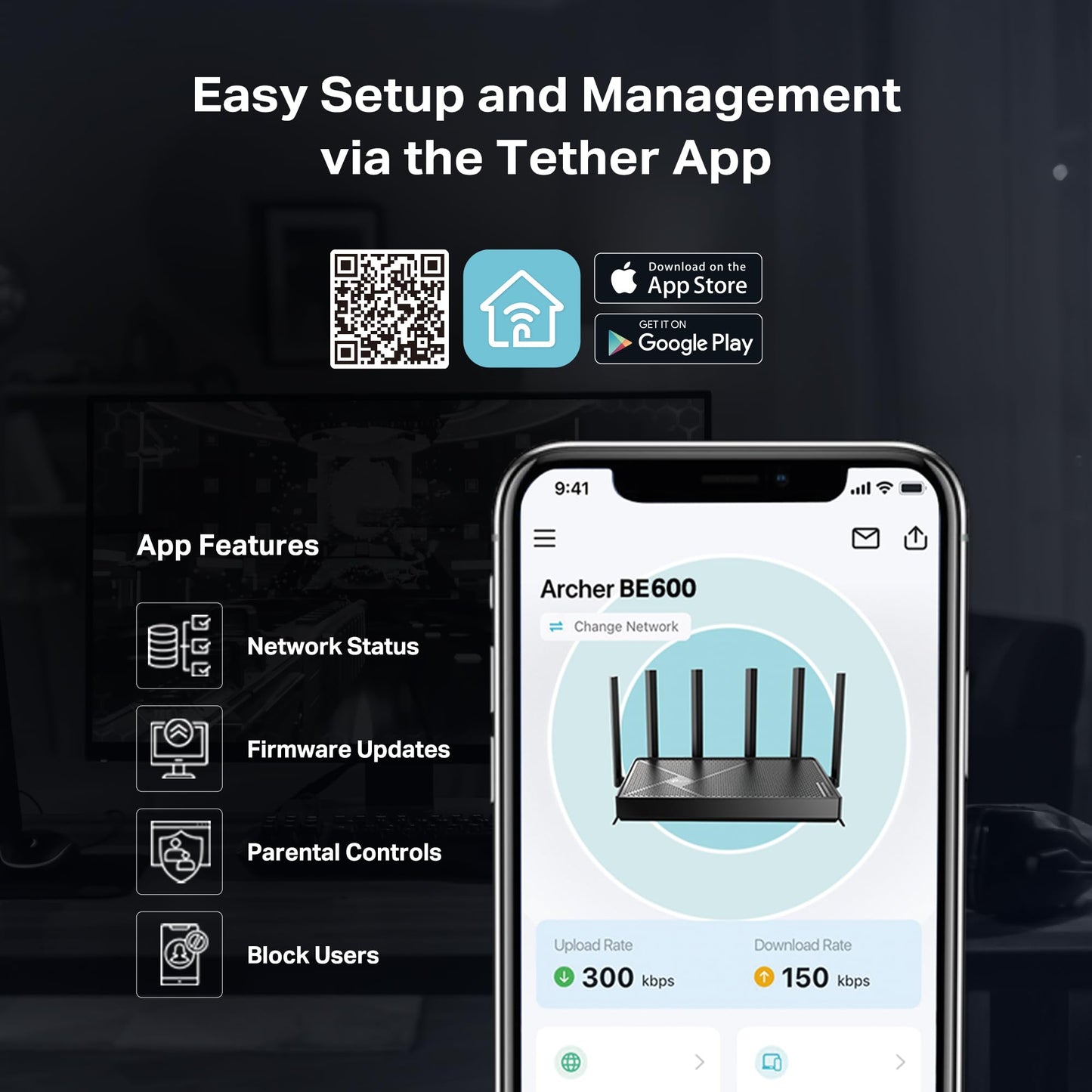 TP-Link Tri-Band BE9700 WiFi 7 Router Archer BE600 | 10G WAN/LAN +2.5G WAN/LAN +3ร 2.5G LAN Ports, New 320Mhz Channel | Covers up to 2,600 Sq. ft and 120 Devices|VPN, HomeShield for Network Security