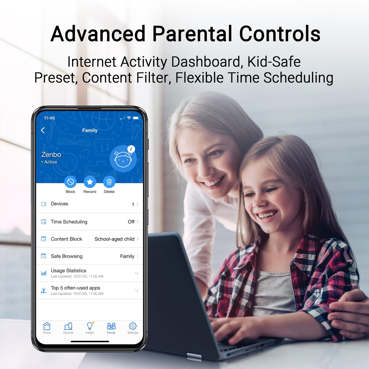 ASUS RT-BE58U WiFi 7 BE3600 AiMesh Extendable Router, 4K-QAM, MLO, AI Detection 2.5G Port, Four 1G Ports, Commercial-Grade Network Security, Parental Control, IoT Network, Kid’s Network, VPN Network