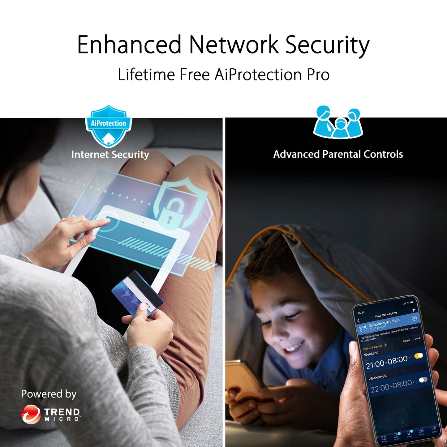 ASUS RT-AX5400 Dual Band WiFi 6 Extendable Router, Lifetime Internet Security Included, Instant Guard, Advanced Parental Controls, Built-in VPN, AiMesh Compatible, Gaming & Streaming, Smart Home