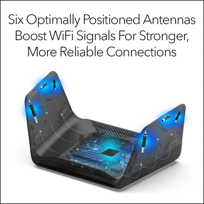 NETGEAR Nighthawk Tri-Band WiFi 6E Router (RAXE300) - Security Features, AXE7800 Wireless Gigabit Speed (Up to 7.8Gbps), New 6GHz Band, 8-Streams Cover up to 2,500 sq. ft., 40 Devices