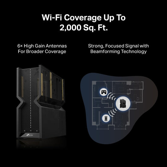 TP-Link Tri-Band BE9300 WiFi 7 Router (Archer BE550) - 6-Stream, Full 2.5G Ports w/ 6 Internal Antennas, Up to 2,000 Sq Ft, Add Easy-Mesh Device for Extended Coverage, VPN Support, Free Expert Support