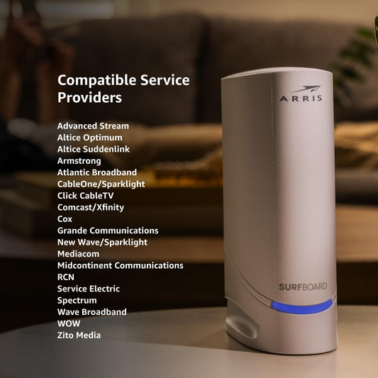 ARRIS (S34) - Cable Modem - Fast DOCSIS 3.1 Multi-Gigabit Cable Modem, for Comcast Xfinity, Cox, Spectrum & More, 2.5 Gbps Max Internet Speeds, 2 Year Warranty - (No Built-in WiFi)