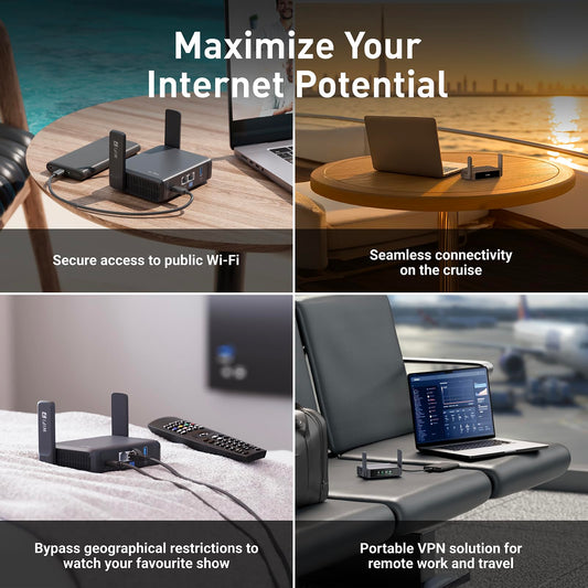 GL.iNet GL-BE3600 (Slate 7) Portable Travel Router, Pocket-Sized Dual-Band Wi-Fi 7 Travel 2.5 Gigabit Router, OpenVPN&Wireguard for Public, Hotel Wi-Fi Use, Suitable for Business/Cruise/RV/Plane/Hotel